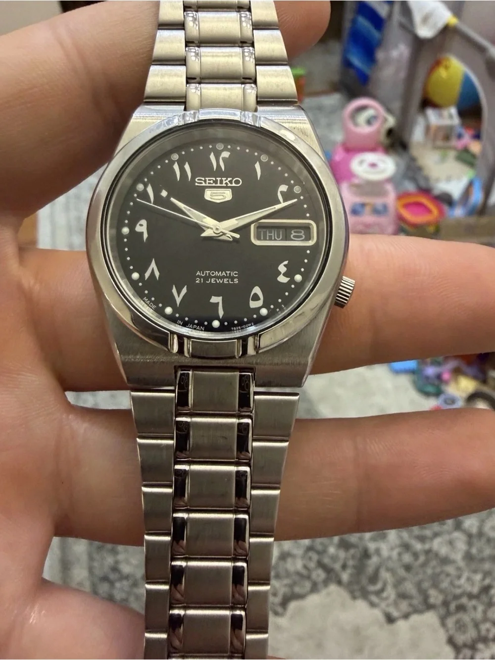 Seiko 5 SNK063J5 Automatic Arabic Dial Black Mens Watch 7S26-01H0 Made In Japan